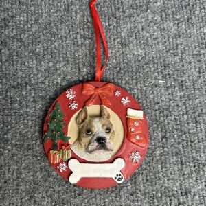 Pet Dog Christmas Ornament Pit Bull Brindle And White Bone Can Be Personalized
